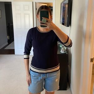 Laura petite small navy blue quarter sleeve